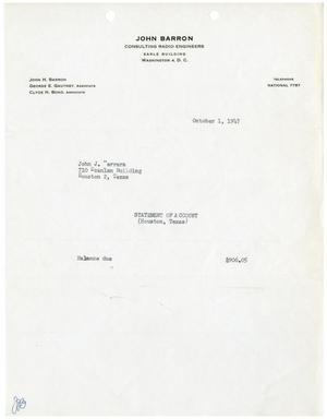 [Statement of Account for John J. Herrera from John Barron Consulting Radio Engineers - October 1, 1947]