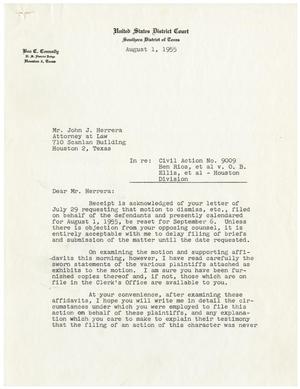 Primary view of object titled '[Letter from Ben C. Connally to John J. Herrera - 1955-08-01]'.