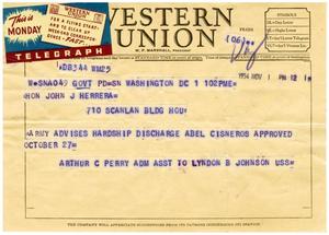 [Telegram from Arthur Perry to John J. Herrera - 1954-11-01]