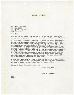 [Letter from John J. Herrera to Abel Cisneros - 1954-10-15]