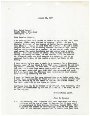 Primary view of object titled '[Letter from John J. Herrera to Lyndon B. Johnson - 1954-08-12]'.