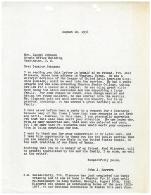 [Letter from John J. Herrera to Price Daniel - 1954-08-12]