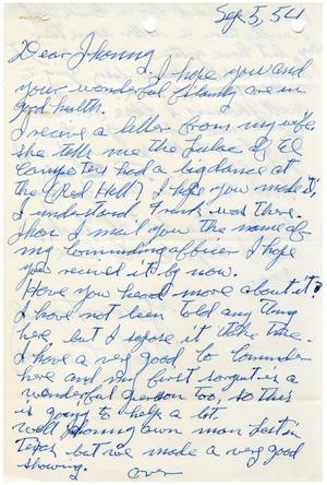 Primary view of object titled '[Letter from Abel Cisneros to John J. Herrera - 1954-09-05]'.