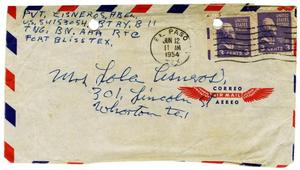 [Envelope from Abel Cisneros to Dolores L. Cisneros - 1954-06-12]