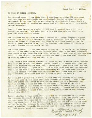 [Letter from Kenith L. Ballard - 1962-04-02]