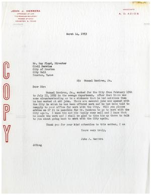 Primary view of object titled '[Letter from John J. Herrera to Roy Floyd - 1953-03-14]'.