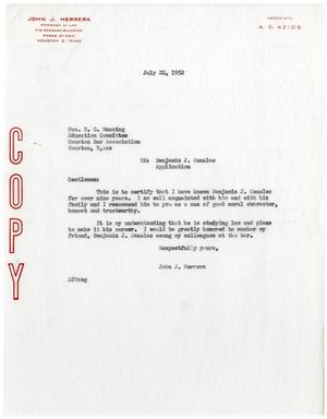 [Letter from John J. Herrera to H. C. Manning - 1952-07-22]