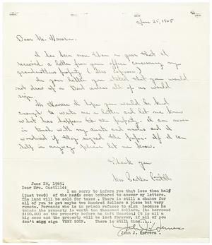 [Letters from John J. Herrera and Bertha Castillo - 1965-06]