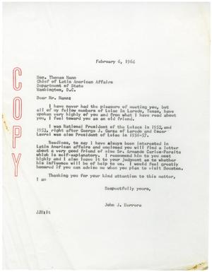 [Letter from John J. Herrera to Thomas Mann - 1964-02-06]