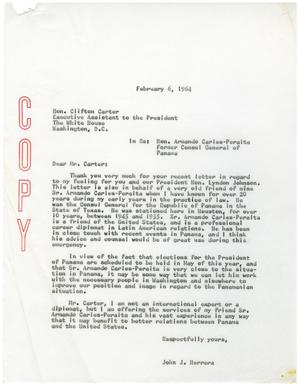 [Letter from John J. Herrera to Clifton Carter - 1964-02-06]