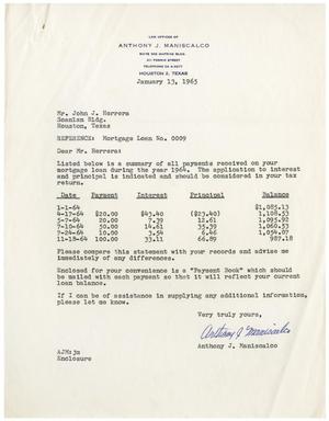 [Letter from Anthony J. Maniscalco to John J. Herrera - 1965-01-13]