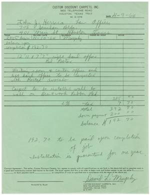 [Bill for John J. Herrera from Custom Discount Carpets, Inc., April 9, 1964]
