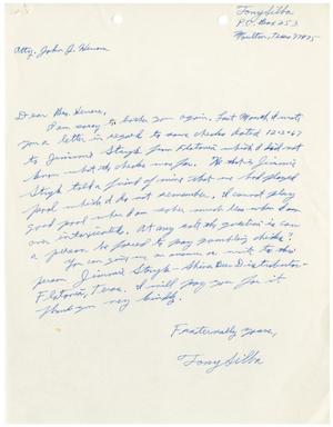 [Letter from Tony Silba to John J. Herrera - 1968]