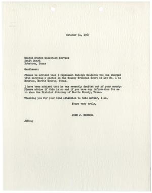 [Letter from John J. Herrera to the US Selective Service - 1967-10-31]