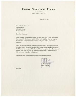 [Letter from J. H. Silguero to John J. Herrera - 1969-03-03]