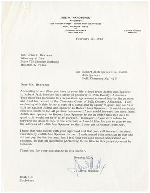 [Letter from J. David Maddox to John J. Herrera - 1973-02-12]