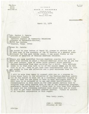 [Letter from John J. Herrera to Hector J. Garcia - 1974-03-13]