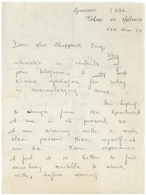 [Letter from Jeaneite T. O'Shea to Sheppard W. King, III - 1977-06-29]