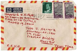 Primary view of object titled '[Envelope from Sheppard W. King, III to John J. Herrera - 1977-07-26]'.