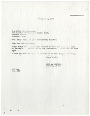 [Letter from John J. Herrera to Nikki R. Van Hightower - 1977-11-09]