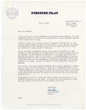 [Letter from Dale Thurston to John J. Herrera - 1977-02-01]