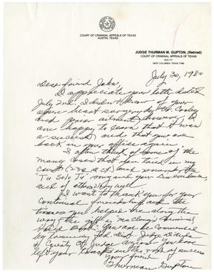 [Letter from Thurman Gupton to John J. Herrera - 1980-07-30]
