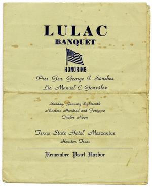 [Program for League of United Latin American Citizens Banquet Honoring President General George I. Sánchez]