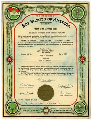 [Boy Scouts of America Charter for Troop #426, Houston, Texas]