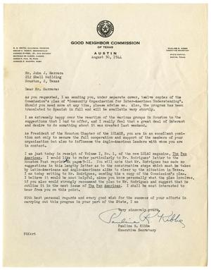 [Letter from Pauline R. Kibbe to John J. Herrera - 1944-08-30]