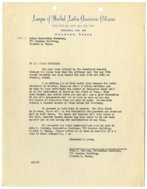 [Letter from John J. Herrera to LULAC Councils - 1946]