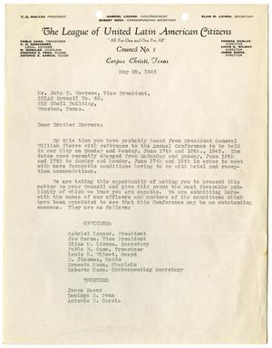 [Letter from Robert Meza and Joe Garza to John J. Herrera - 1945-05-28]