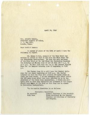 Primary view of object titled '[Letter from John J. Herrera to Honorable Arnulfo Zamora - 1946-04-16]'.
