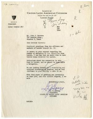 [Letter from G. J. Garza to John J. Herrera - 1946-05-01]