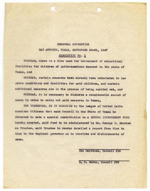 Primary view of object titled '[League of United Latin American Citizens Resolution]'.