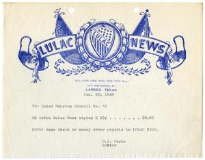 [LULAC News Invoice to Houston Council No. 60 -1948-01-28]