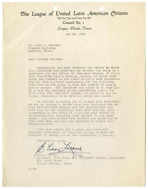 [Letter from Elias Licona to John J. Herrera - 1948-05-28]