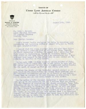 [Letter from Raoul A. Cortez to John J. Herrera - 1948-08-12]