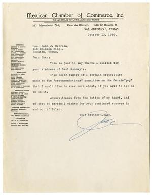 [Letter from Jacob I. Rodriguez to John J. Herrera - 1949-10-13]