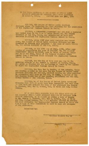 [Resolution of Thanks from Texas LULAC Councils - 1949-01-30]