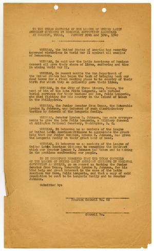 [Resolution to Thank Senator Lyndon B. Johnson - 1949-01-30]