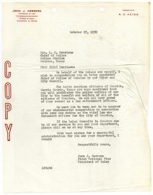 [Letter from John J. Herrera to L. D. Morrison - 1950-10-17]