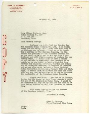 [Letter from John J. Herrera to Eliseo Montoya - 1950-10-25]