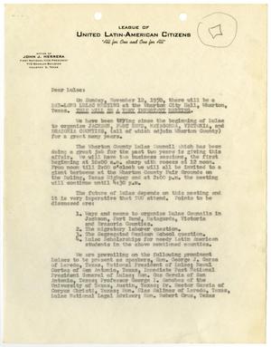 Primary view of object titled '[Letter from John J. Herrera to League of United Latin American Citizens members, page one - 1950]'.