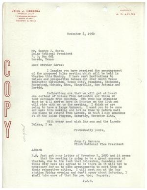 [Letter from John J. Herrera to George J. Garza - 1950-11-08]