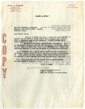 Primary view of object titled '[Letters from John J. Herrera to Mrs. Gus Gonzales and Jacob I. Rodriguez - 1951-01-04]'.
