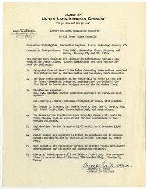 Primary view of object titled '[Regional LULAC Convention Bulletin from Armando M. Mares to Texas LULAC Councils - 1951-01]'.