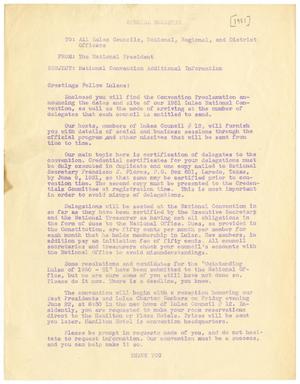 [Bulletin from National LULAC President to all LULAC Councils - 1951]