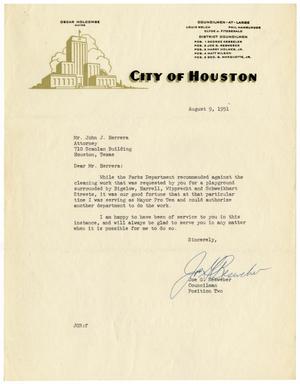 [Letter from Joe G. Resweber to John J. Herrera - 1951-08-09]
