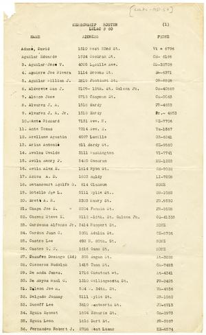[Roster of Houston LULAC Council Number 60, 1951-1952 term]