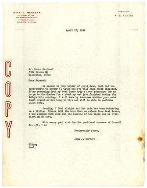 [Letter from John J. Herrera to Ramon Sandoval - 1952-04-17]